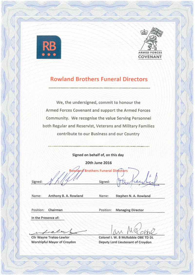 image of rowland brothers international signed armed forces covenant