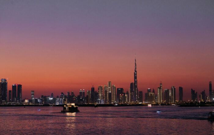 Dubai skyline at sunset