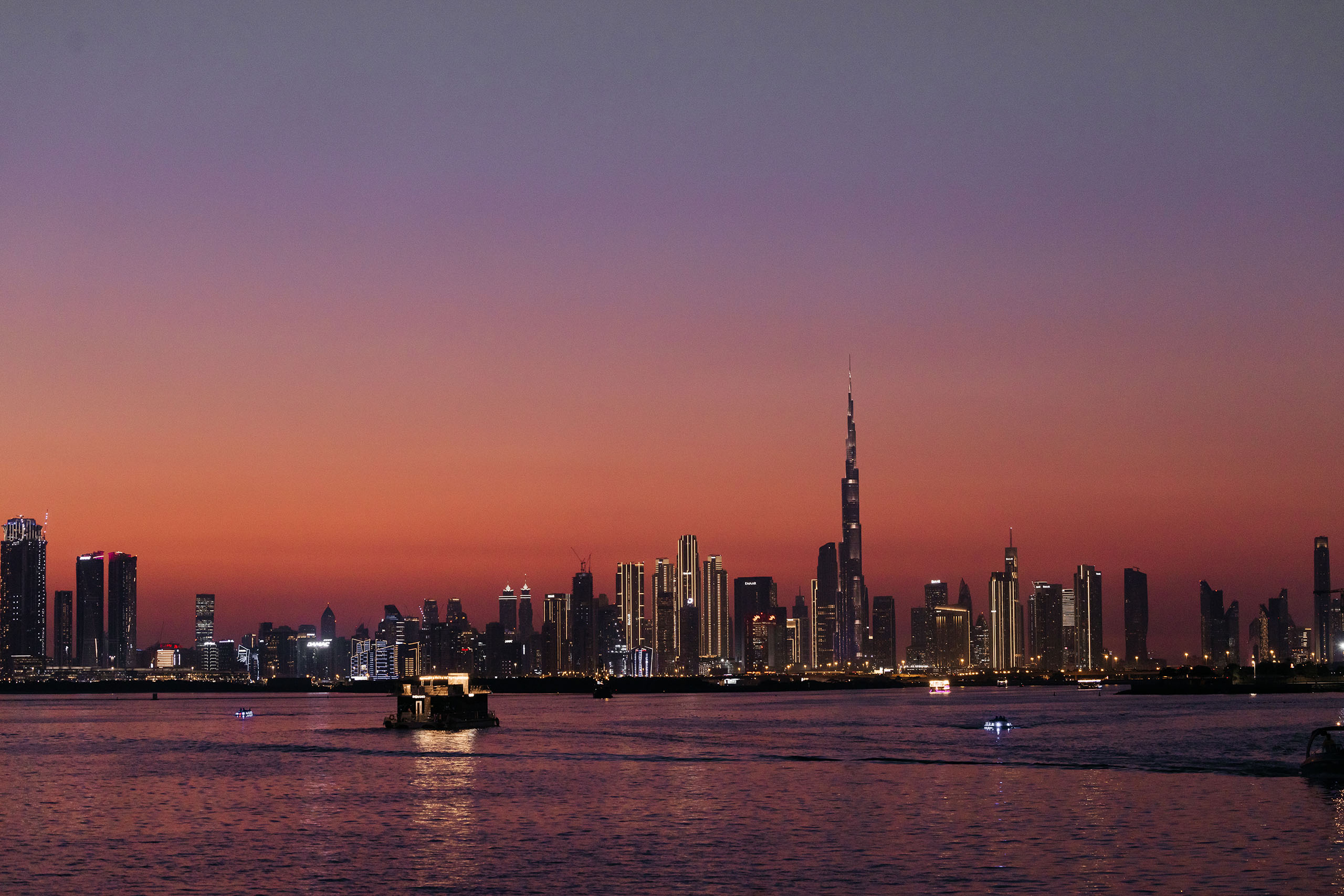 Dubai skyline at sunset