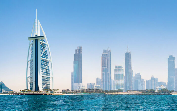Dubai skyline with ocean